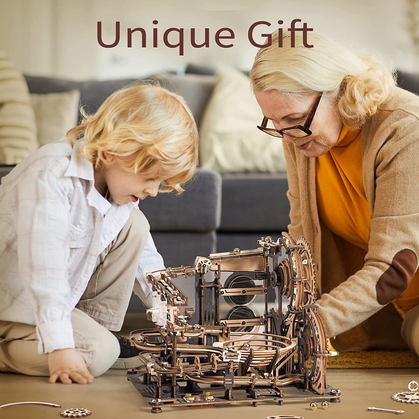 Wooden Marble Run Puzzle - Model Toys For Children Kids Birthday Gift