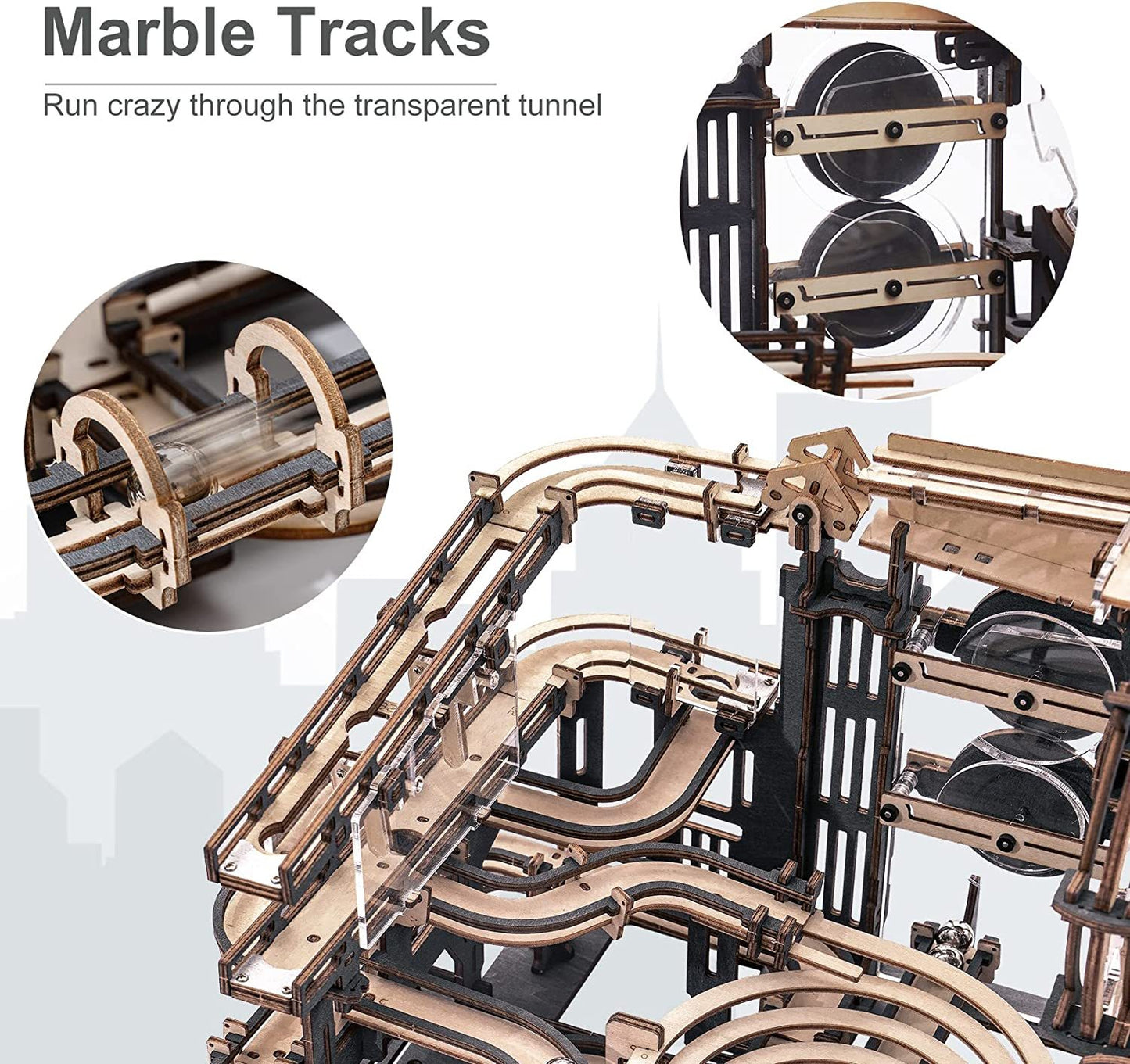 Wooden Marble Run Puzzle - Model Toys For Children Kids Birthday Gift