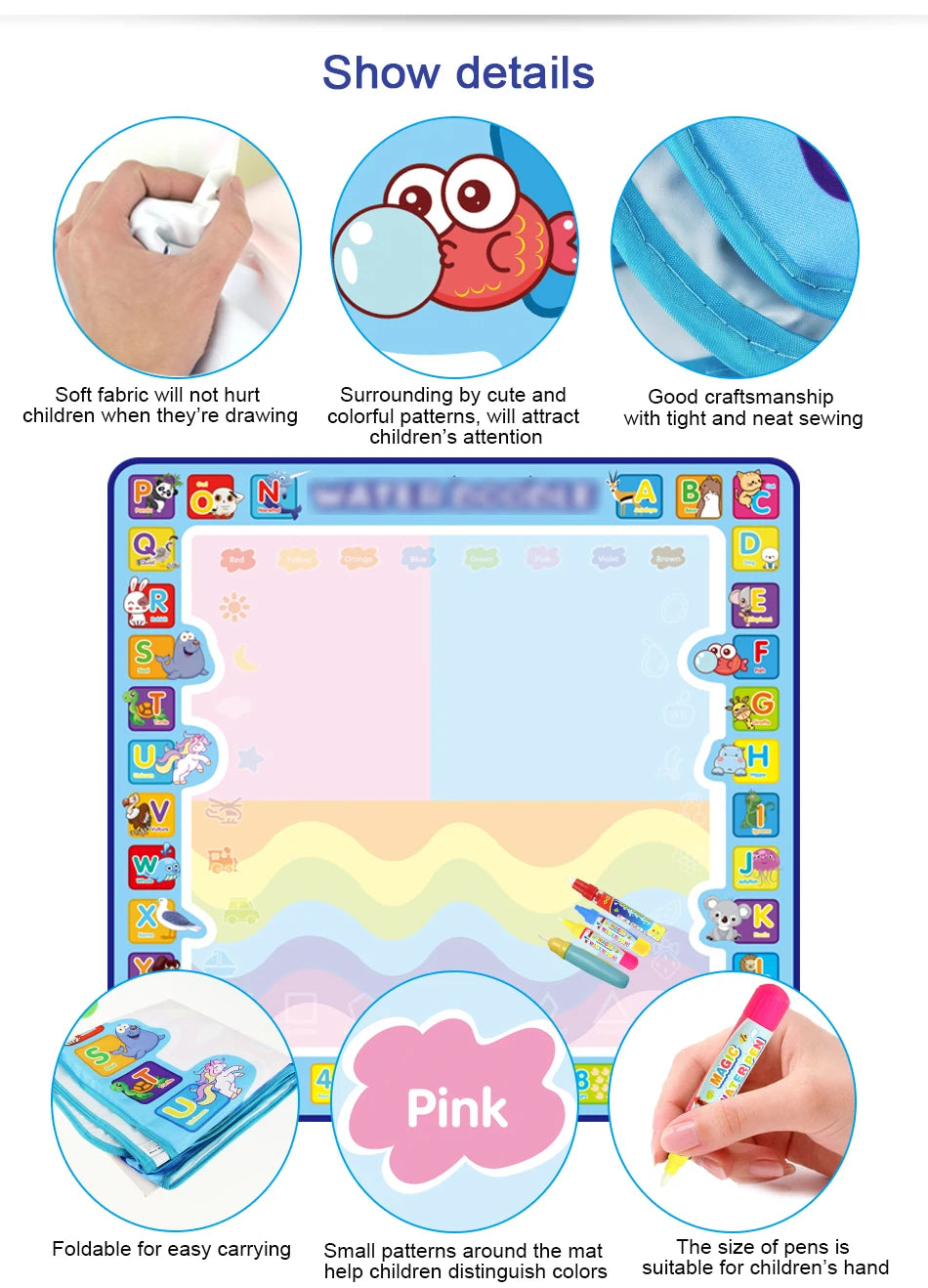 Toyzmagic Magic Water Drawing Mat, Toddlers Painting Coloring Pads - Toys for Kids