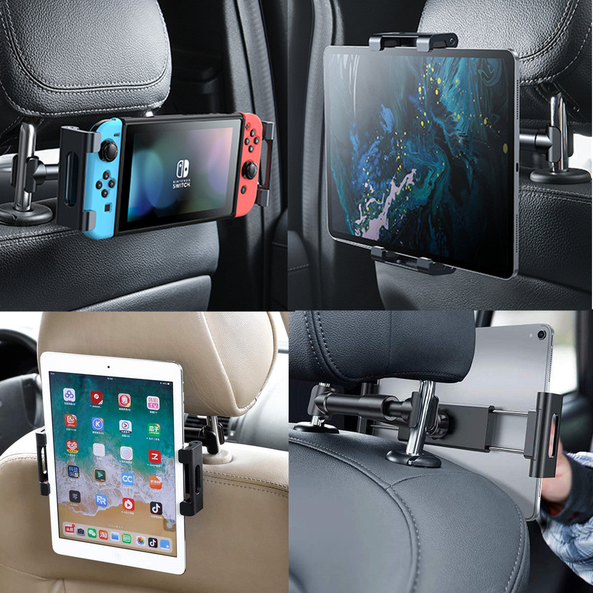 Universal Car Seat Headrest Mount – Adjustable Tablet &amp; Phone Holder