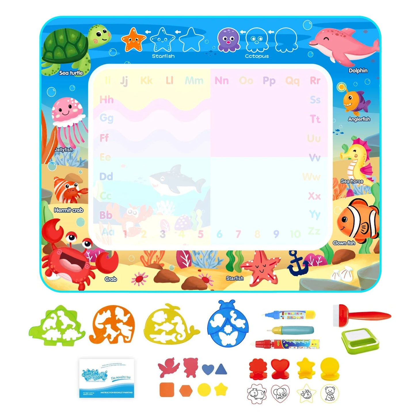 Toyzmagic Magic Water Drawing Mat, Toddlers Painting Coloring Pads - Toys for Kids
