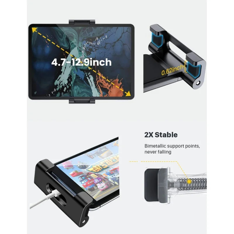 Universal Car Seat Headrest Mount – Adjustable Tablet &amp; Phone Holder