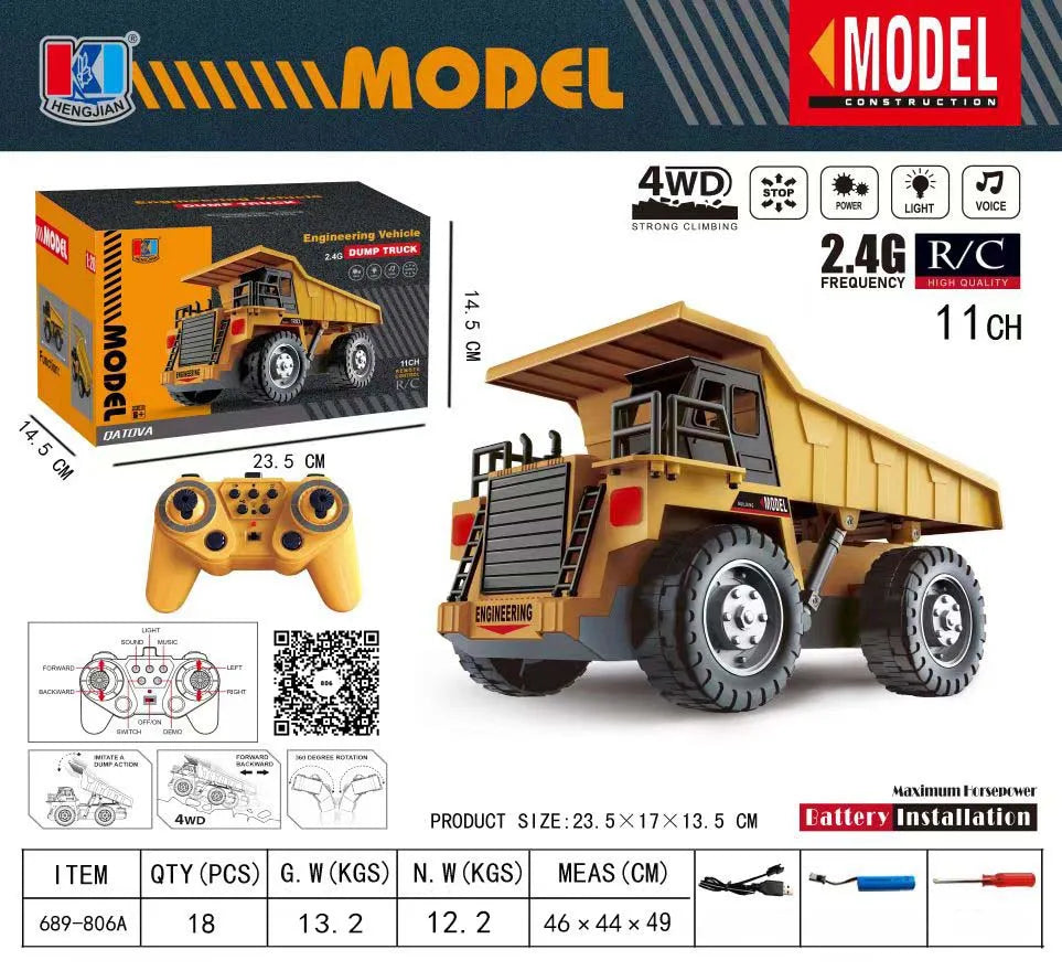 Dump Truck Remote Control Toy - Engineering Vehicle
