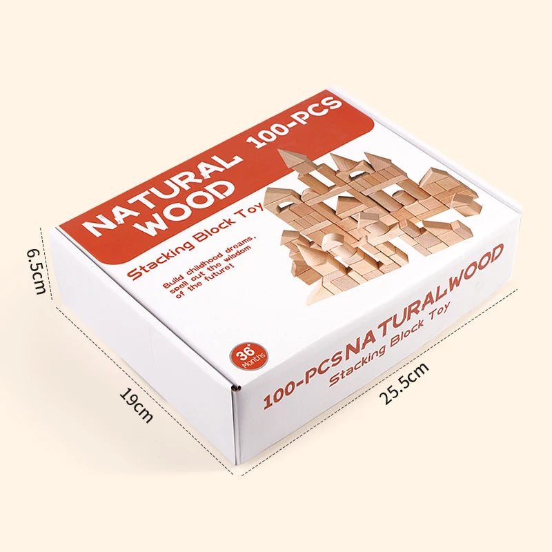 Montessori Natural Wood Building Blocks – 100-Piece Set Educational Toys