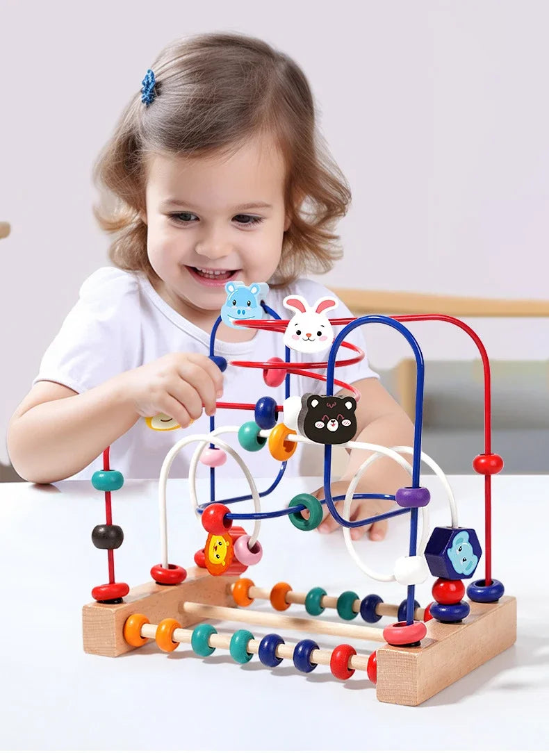 Baby Toys Wooden Roller Coaster - Early Learning Educational Puzzle Math Toy for Children