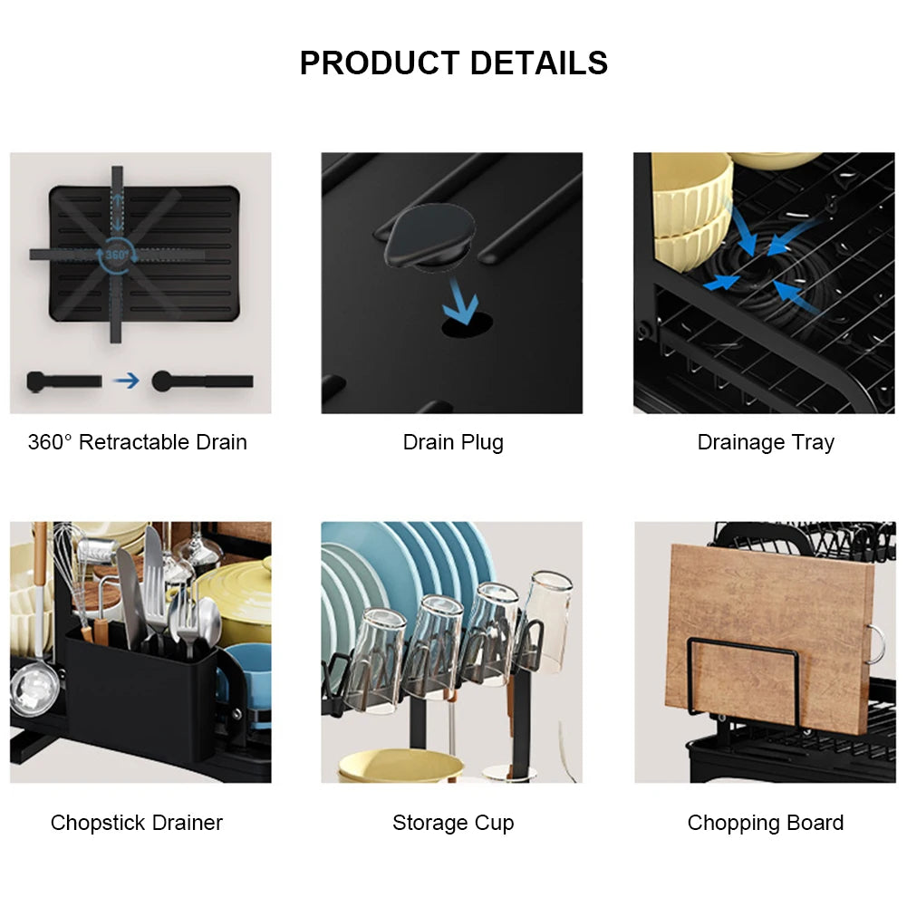 Dish Drying Rack With Drainage System - Stylish & Functional Kitchen Organizer