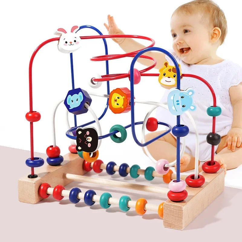 Baby Toys Wooden Roller Coaster - Early Learning Educational Puzzle Math Toy for Children