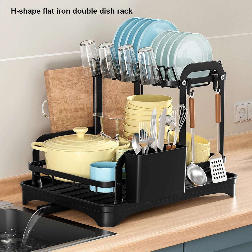 Dish Drying Rack With Drainage System - Stylish & Functional Kitchen Organizer