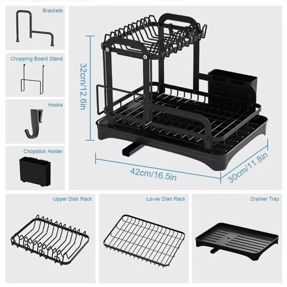 Dish Drying Rack With Drainage System - Stylish & Functional Kitchen Organizer