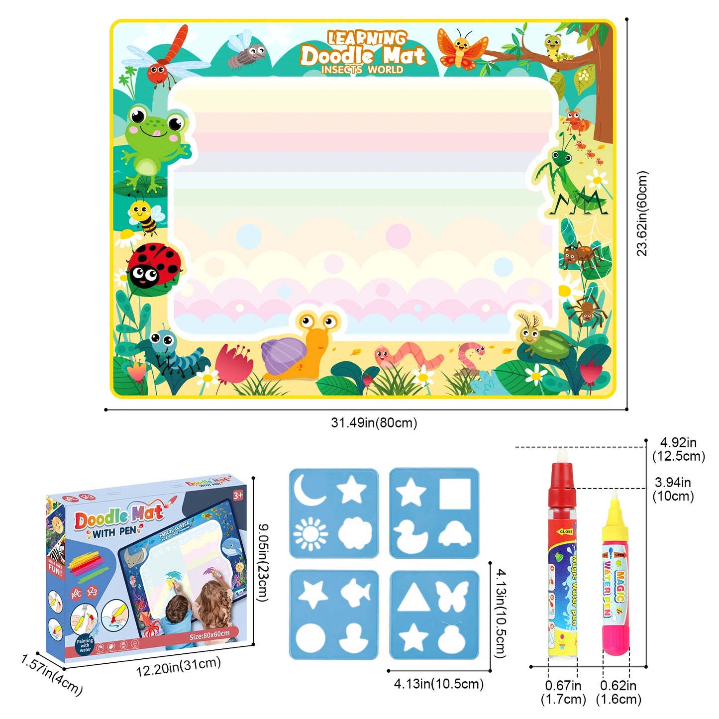 Toyzmagic Magic Water Drawing Mat, Toddlers Painting Coloring Pads - Toys for Kids