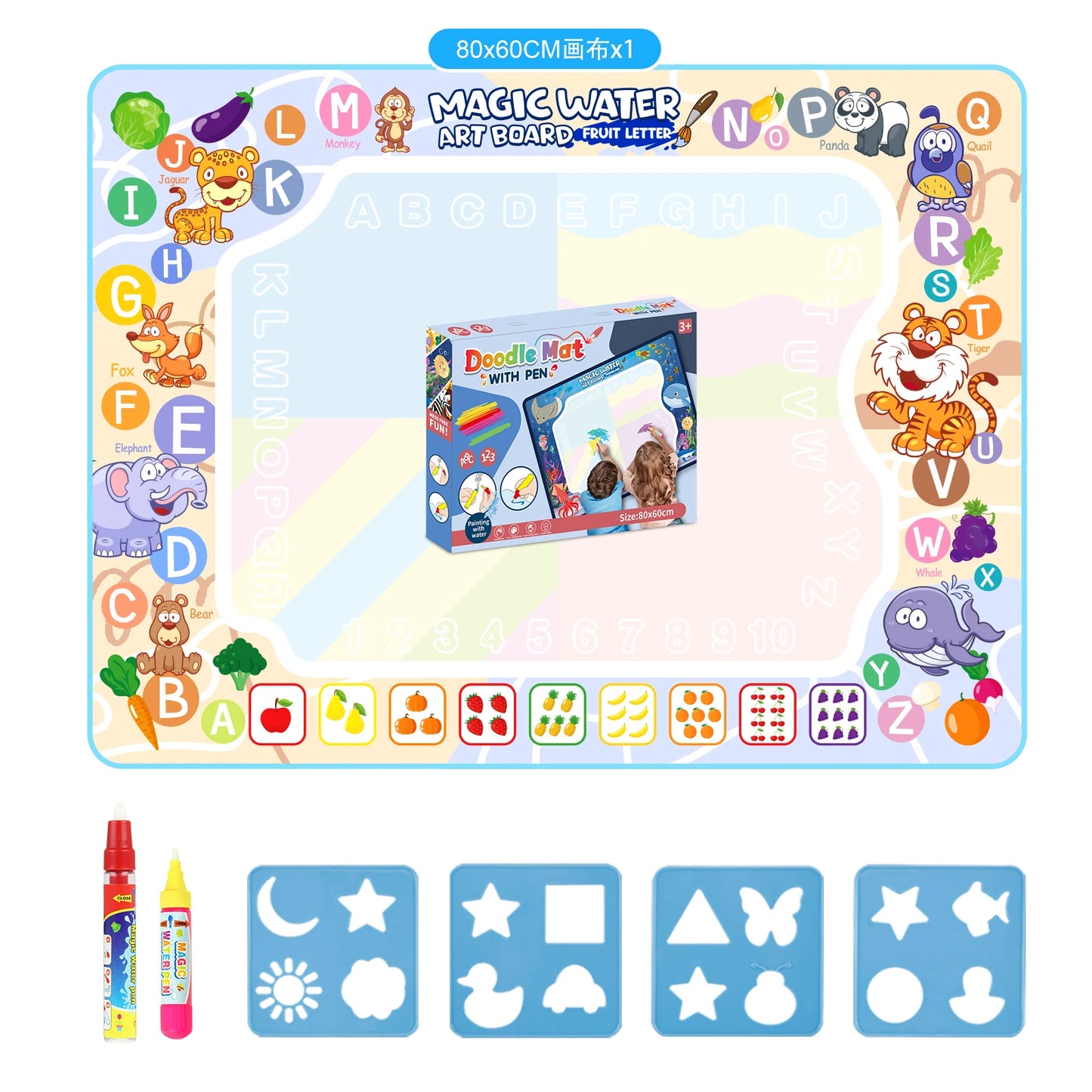 Toyzmagic Magic Water Drawing Mat, Toddlers Painting Coloring Pads - Toys for Kids