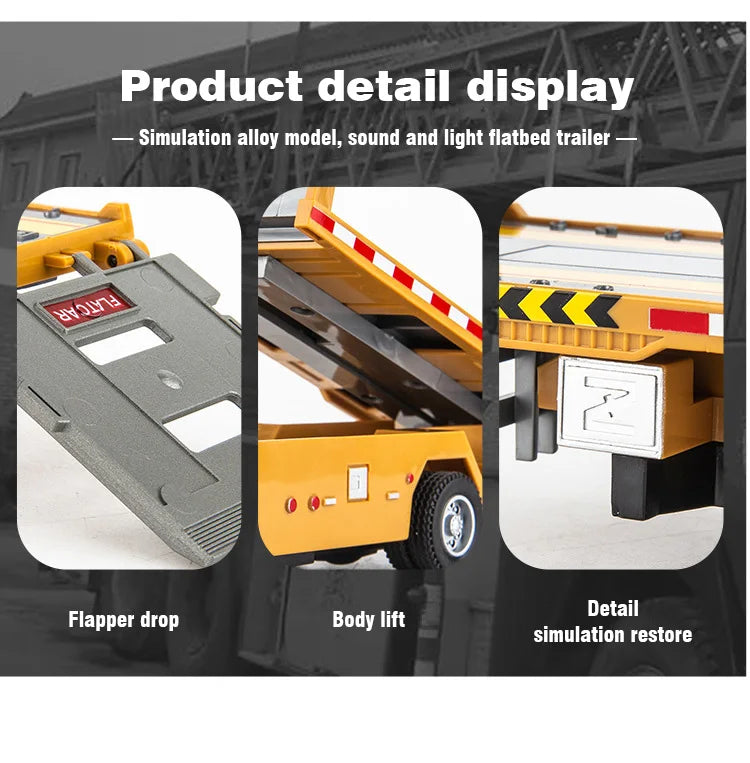 Alloy Flat bed Trailer - Engineering Vehicle Model – Realistic & Interactive