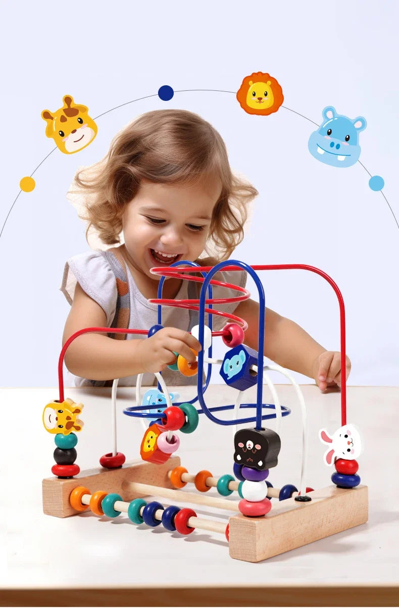 Baby Toys Wooden Roller Coaster - Early Learning Educational Puzzle Math Toy for Children