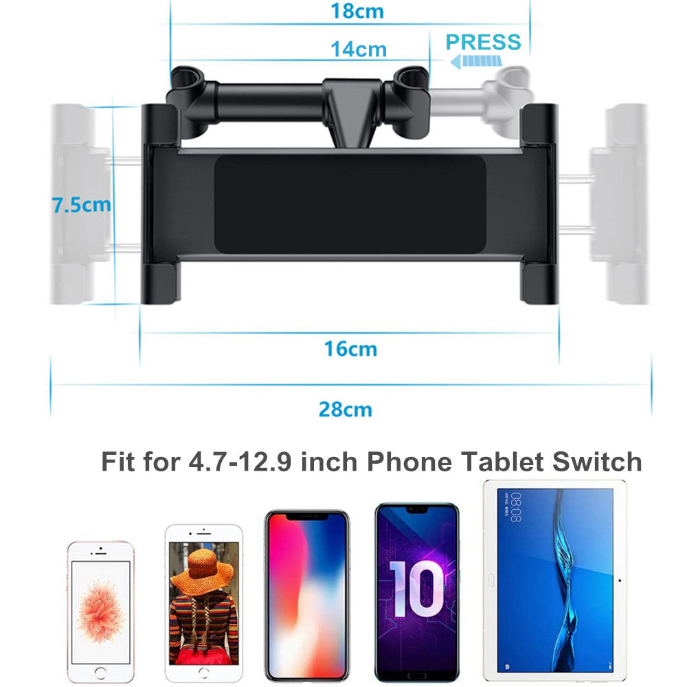 Universal Car Seat Headrest Mount – Adjustable Tablet &amp; Phone Holder
