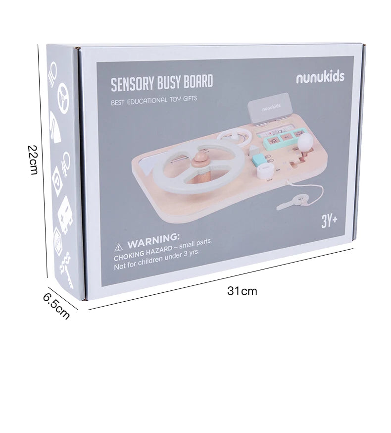 Montessori Wooden Busy Board - Interactive Car Dashboard Toy