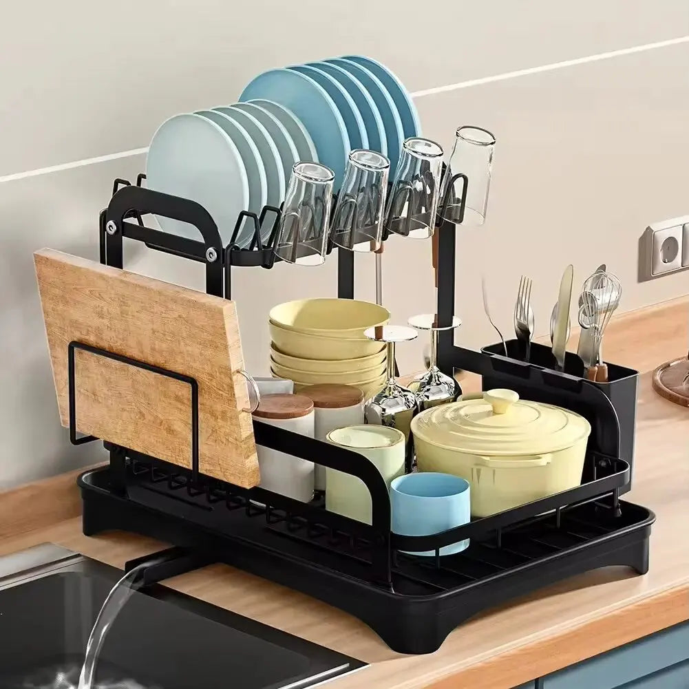 Dish Drying Rack With Drainage System - Stylish & Functional Kitchen Organizer