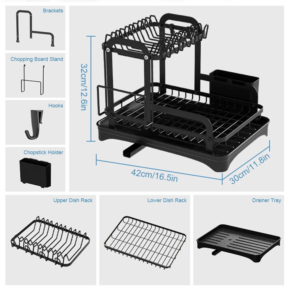 Dish Drying Rack With Drainage System - Stylish & Functional Kitchen Organizer